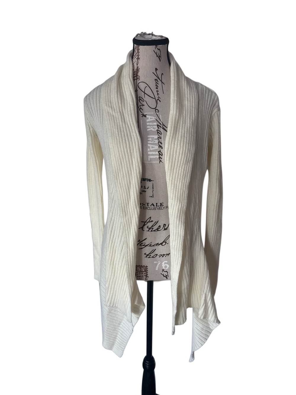 Ambiance Cream Open-Front Ribbed Cardigan